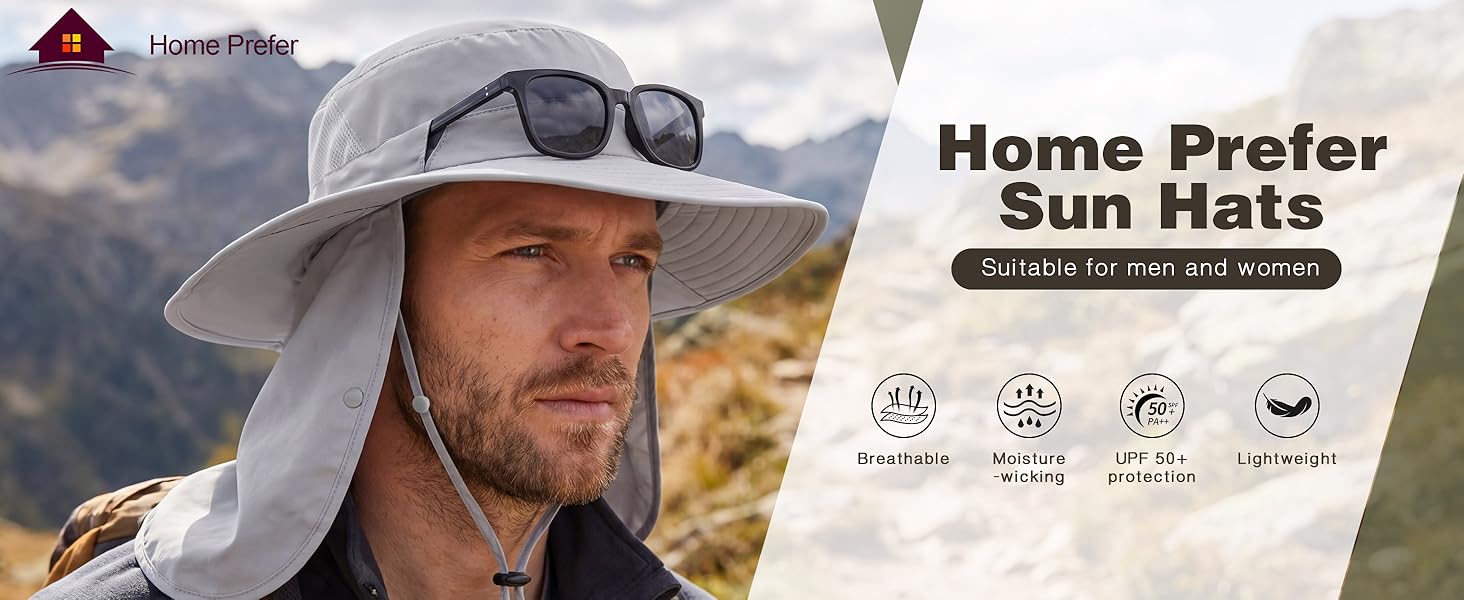 UPF50+ Sun hat with neck flap for men