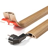 5-ft Floor Cord Cover, Self-Adhesive Cable Covers for Wires, Yellow Oak | WUITAOUY Wood-Grain Pow...