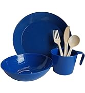 1-Person Camping Dish Table Set, Washable/Reusable Polypropylene Dinnerware Set for Camping and O...