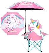 KABOER Kids Outdoor Folding Lawn and Camping Chair with Cup Holder and Carrying Bag, Children's C...