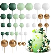 ASTARON 32 Pcs Ball Cake Topper Decorations Mini Balloons Cake Topper Sticks Foam Balls Cake Pick...