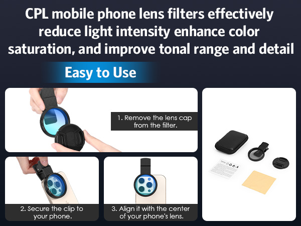 52MM Clip-on CPL Phone Camera Lens Filter,