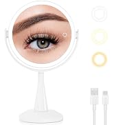 LUKYMIRO 1X 10x Magnifying Mirror with Lights, Double Sided 8" Lighted Makeup Mirror,Rechargeable...