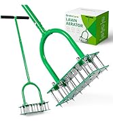 GrdnCare Aerator Lawn Tool with 15 Iron Spikes, 6-Spring Self-Cleaning Heavy-Duty Lawn Aerator To...