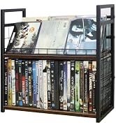 PUTNATRUE 2-Tier DVD Storage Rack & CD Display Shelf, Holds 56 DVD Cases, Stackable Metal Media O...