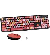 FCPLU Colorful Wireless Keyboard and Mouse Combo( Red Colorful ) | Full-Sized Office Keyboard wit...