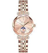 FANMIS Women's Luxury Rose Gold Watches Diamond Dial Easy Read Time Watch Elegant Dress Watch Sta...