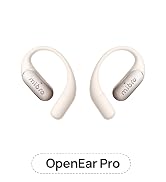 Text reads 'OpenEar Pro'. White wireless earbuds with ear hooks shown from side view against white background.