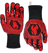 QUWIN BBQ Gloves, Oven Gloves 1472? Extreme Heat Resistant, Grilling Gloves Silicone Non-Slip Ove...