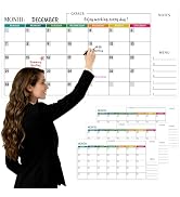 DESEN 3-Pack Dry Erase Wall Calendar - 15"x30" Double-Sided Waterproof, No Date Reusable, Include...