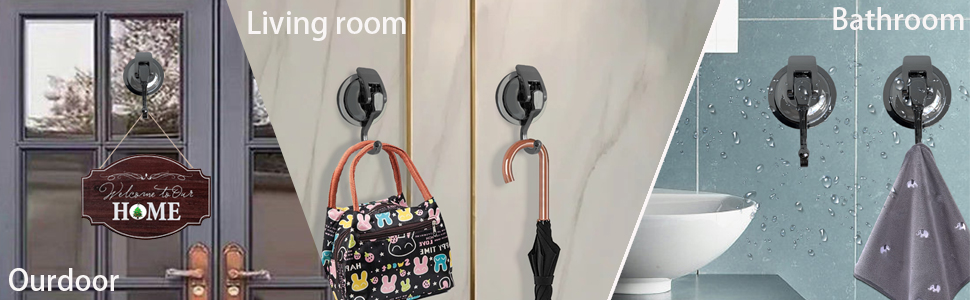 Multi-purpose suction cup hooks for windows glass living room bathroom outdoors