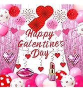 Galentines Day Party Balloons Decorations: Happy Galentine's Decor Heart Banners Hanging Swirls P...