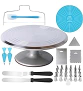 Jninexiu 12 Inch Aluminium Alloy Revolving Cake Stand, Rotating Cake Turntable for Cake, Cupcake ...