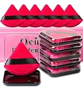 Ocim 6Pcs Triangle Powder Puffs for Face Powder,Soft Velour Makeup Setting Powder Puff with Case,Red