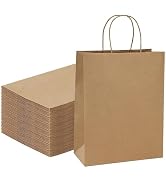 FACEBAG 100Pcs Brown Kraft Shopping Bags 10x5x13Inches Brown Paper Bags with Handles Bulk, for Me...