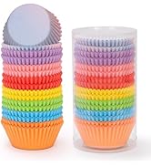 SKIDEC Rainbow Standard Cupcake Liners 400 Count Solid Colorful Paper Baking Cups Food Grade Disp...