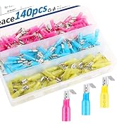 smseaces 140Pcs Heat Shrink Piggy Back Spade Connectors 22-10AWG 6.3mm(1/4") Piggyback Wire Conne...