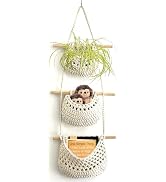 AARAINBOW Wall Hanging Cotton Baskets, Large Hanging Baskets 3 Tier Decorative Hanging Baskets fo...