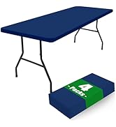 Moosfor Spandex 6 Foot Rectangle Table Cloth 4 Pack, Elastic Fitted Tablecloths for Picnic, Stret...