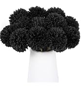 Rowfad 12 Pcs Black Artificial Chrysanthemums Flowers Silk Fake Mums Flowers for Halloween Ghothi...
