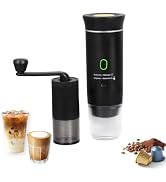 GUMLCOOD Coffee Maker Set, Portable Espresso Machine and Coffee Grinder, 3 in 1 Travel Coffee Mak...