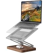 muso wood Laptop Stand for Desk, Laptop Riser with Walnut Storage Base, Adjustable Laptop Stand, ...