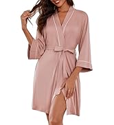 Ekouaer Women Kimono Robes Knee Length Knit Bathrobe Lightweight Soft Sleepwear V-neck Casual Lad...