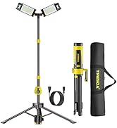 Tresda Dual-Head LED Work Light with Stand, 2025 Pro+ 12000LM Corded or Battery Rechargeable Tele...