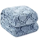 KAWAHOME Faux Fur Blanket King Size Winter Ultra Luxury Soft Cozy Warm Fluffy Plush Faux Rabbit F...