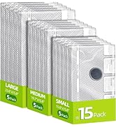 VACKFOX Vacuum Bags for Travel,15 Pack Carry-on Size Compression Packing Bags for Luggage and Sui...
