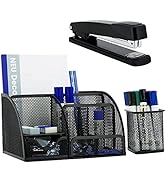 Neudeco Mesh Desk Organizers, Office Supplies Desktop Organizer with Drawer and 6 Compartments, B...