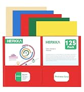Two Pocket Folder, HERKKA 125 Pack 2 Pocket Folders with Business Card Slot, Letter Size Paper Fo...