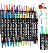 TOSHARE 30 Colors Acrylic Paint Markers - Paint Pens Waterproof Dual Tip Acrylic Markers with Bru...