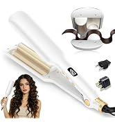 Hair Crimper Waver Curling Iron, 1/2 Inch Beach Waves Curling Wands, Ceramic 2 Barrels Deep Waver...