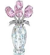H&D HYALINE & DORA Pink Crystal Rose Bouquet Figurine,Handmade Rose Flower Gifts for Mom Gifts fo...