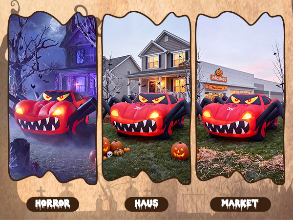 Super Giant Red 14.8FT Halloween Inflatables Spider Car Outdoor Decorations