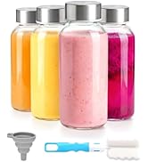 Zukro 8 oz Glass Water Bottles with Lids, Reusable Clear Juice Bottles With Stainless Steel Airti...