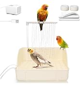 Automatic Parakeet Bird Bath with Pump, Large Bird Shower Fountain Indoor Bathtub with Running Wa...