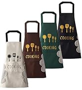 DILLMAN Women Kitchen Apron with Hand Wipe Pockets,Big Pocket,Hand-wiping, Waterproof for Cooking...