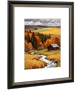 Golden State Art 16x20 Picture Frame Black Gold Trim Fits 11x14 In Photos | 1 Pack,Solid Wood Fra...