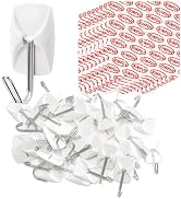 Sinfuo Wire Hooks for Wall Small 32 Hooks + 36 Stirps, Damage Free Utility Hooks, Damage Free Adh...