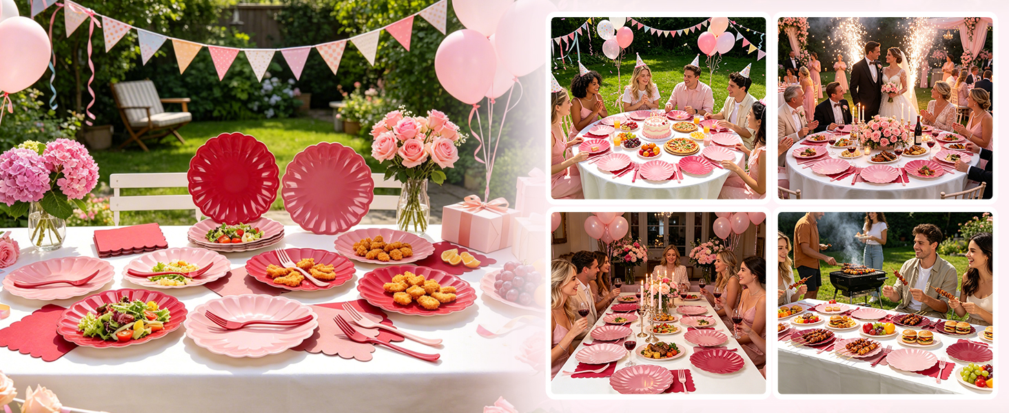 pink Tableware for Birthday,Baby Shower,Wedding