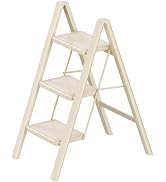 3 Step Ladder, Step Stool for Adults, Protable Carbon Steel Folding Stool with Wide Anti-Slip Wid...