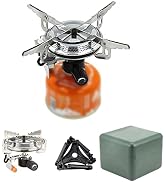 DZRZVD Windproof Portable Backpacking Stove Burner with Piezo Ignition,Stove Adapter,Plastic Stor...