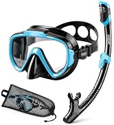Aegend Snorkeling Gear for Adults Youth Kids, Dry Snorkel Set with Ergonomic Raised Nose Cover fo...