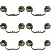 Pastlla 6 Pcs Antique Bail Handle Drop Pulls Vintage Bronze Drop Bail Drawer Pulls Cabinet Pull H...