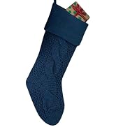Dark Blue Knit Christmas Stockings Bulk 18" Large Cable Knitted Christmas Stocking Personalized C...