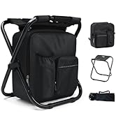 Outplea Lightweight Folding Backpack Stool with Cooler, Detachable Fishing Cooler Stool for Adult...