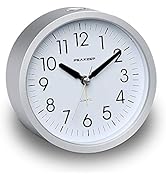 Peakeep 4 inches Round Silent Analog Alarm Clock Non Ticking, Gentle Wake, Beep Sounds, Increasin...