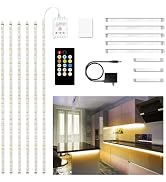 DAYBETTER Under Cabinet Lights, 6 PCS Under Cabinet Lighting with Remote, Dimmable LED Strip Ligh...